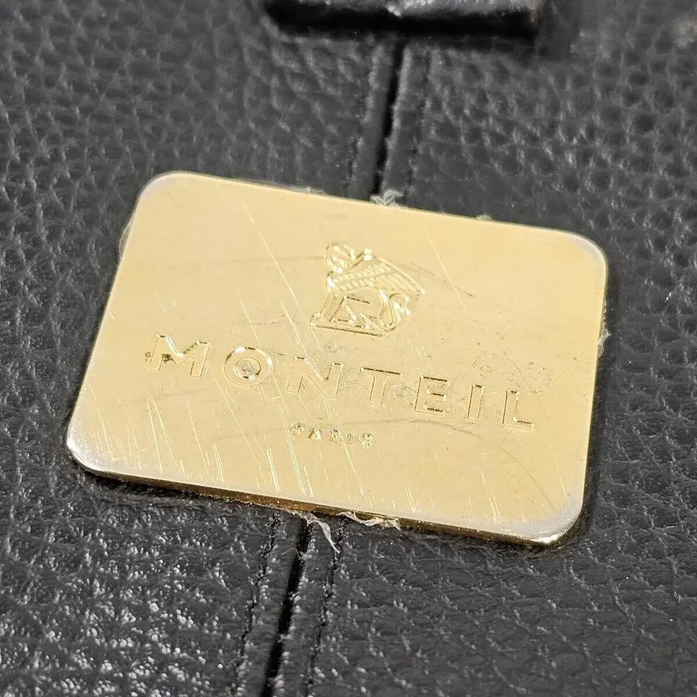 Germaine Monteil Paris Large Black Leather Tote Purse - Picture 11 of 13